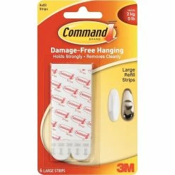 Command™ Adhesive Hooks Command™ Large Refill Strips, White, 6/Pack