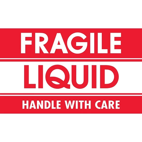 The Packaging Wholesalers Labels Tape Logic Fragile - Liquid - Handle With Care Shipping Label, 3" X 5", 500/Roll 3 The Packaging Wholesalers Labels Tape Logic Fragile - Liquid - Handle With Care Shipping Label, 3" X 5", 500/Roll