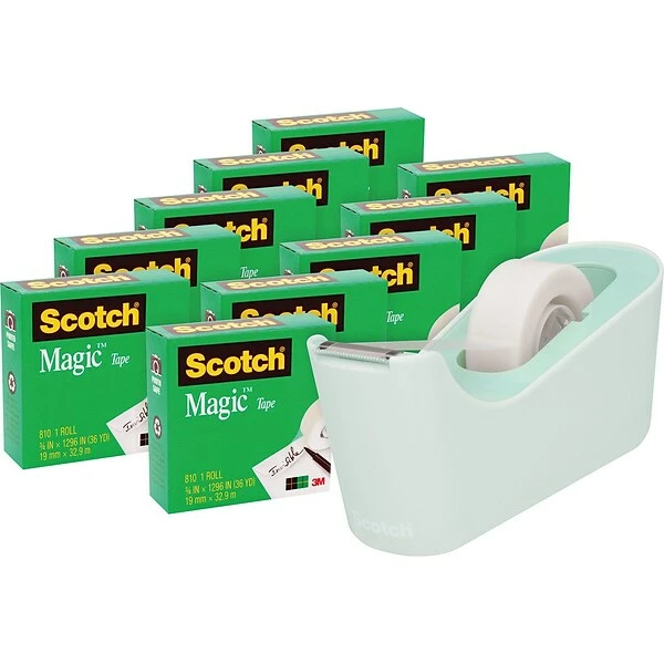 Clear Tape Scotch® Desktop Dispenser W/Tape, Green Mint (MMM810K10C18MNT) 4 Clear Tape Scotch® Desktop Dispenser W/Tape, Green Mint (MMM810K10C18MNT) - Image 2