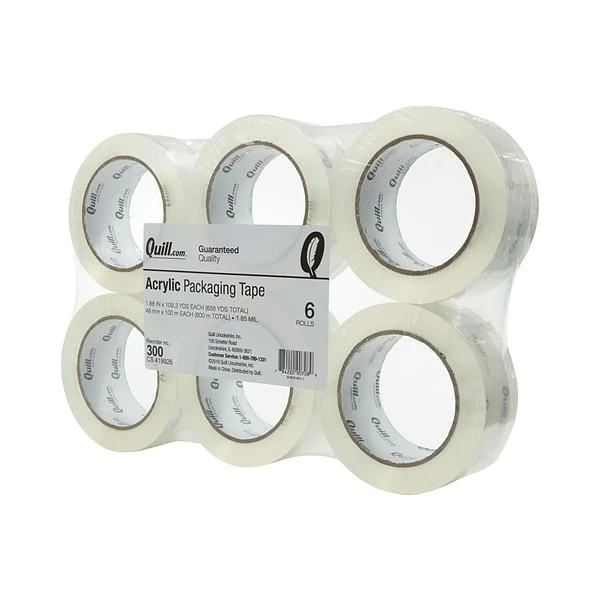 Quill Brand® Acrylic Packaging Tape, 1.8 Mil, 2" X 109 Yds., Clear, 6/Pack (ST-QA18L6) 3 Quill Brand® Acrylic Packaging Tape, 1.8 Mil, 2" X 109 Yds., Clear, 6/Pack (ST-QA18L6)