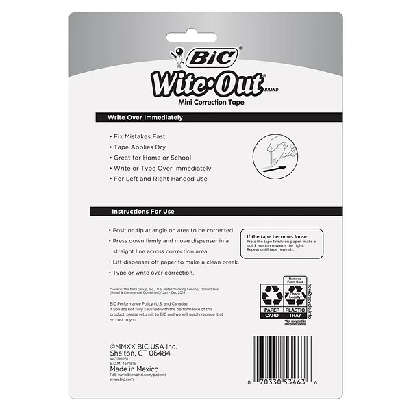 BIC Wite-Out Mini Correction Tape, White, 6/Pack (WOTMP61-WHI) 7 BIC Wite-Out Mini Correction Tape, White, 6/Pack (WOTMP61-WHI) - Image 5