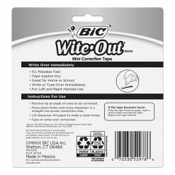 BIC Wite-Out Mini Correction Tape, White, 3/Pack (WOTMP31-WHI) 12 BIC Wite-Out Mini Correction Tape, White, 3/Pack (WOTMP31-WHI) -Bankers Box shop s1205088 s7