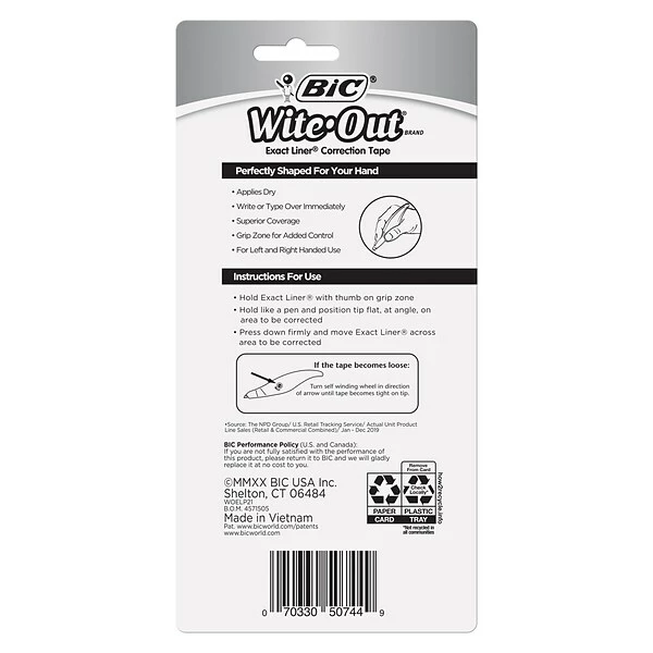 BIC Wite-Out Exact Liner Correction Tape, White, 2/Pack (50744) 5 BIC Wite-Out Exact Liner Correction Tape, White, 2/Pack (50744) - Image 3