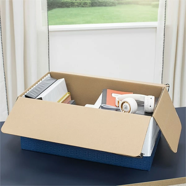 Bankers Box® Bankers Box Heavy-Duty Corrugated File Storage Boxes, String & Button, Legal Size, White/Blue, 12/Carton (00012) 4 Bankers Box® Bankers Box Heavy-Duty Corrugated File Storage Boxes, String & Button, Legal Size, White/Blue, 12/Carton (00012) - Image 2
