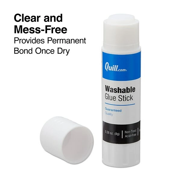 Quill Brand Washable Glue Sticks, 0.28 Oz., White, 18/Pack (25964-QCC) 4 Quill Brand Washable Glue Sticks, 0.28 Oz., White, 18/Pack (25964-QCC) - Image 2