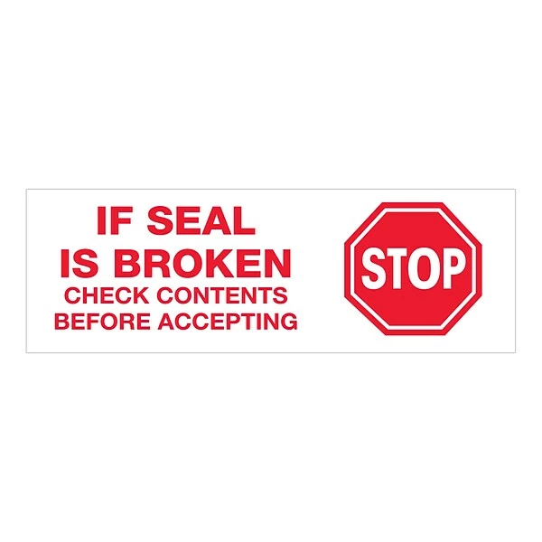Security Tape Tape Logic™ 2" Pre Printed "Stop If Seal Is Broken" Carton Sealing Tape, Red On White, 18/Pack 3 Security Tape Tape Logic™ 2" Pre Printed "Stop If Seal Is Broken" Carton Sealing Tape, Red On White, 18/Pack