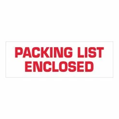Security Tape Tape Logic® Pre-Printed Carton Sealing Tape, "Packing List Enclosed", 2.2 Mil, 2" X 110 Yds., Red/White, 36/Case (T902P03)