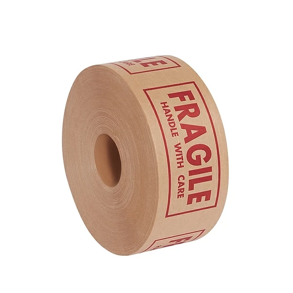 Paper Tape Tape Logic® #7500 Pre-Printed Reinforced Water Activated Tape, "Fragile", 3" X 450' , Kraft, 10/Case (T9077500F) 3 Paper Tape Tape Logic® #7500 Pre-Printed Reinforced Water Activated Tape, "Fragile", 3" X 450' , Kraft, 10/Case (T9077500F)