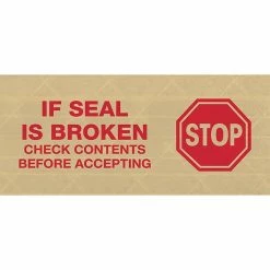 Paper Tape Tape Logic® #7500 Pre-Printed Reinforced Water Activated Tape, "Stop", 3" X 450', Kraft, 10/Case (T9077500RA)