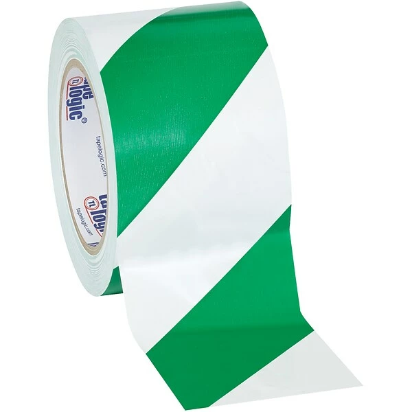 Tape Logic™ Striped Vinyl Safety Tapes Tape Logic™ 3" X 36 Yds. Striped Vinyl Safety Tape, Green/White, 3/Pack 3 Tape Logic™ Striped Vinyl Safety Tapes Tape Logic™ 3" X 36 Yds. Striped Vinyl Safety Tape, Green/White, 3/Pack