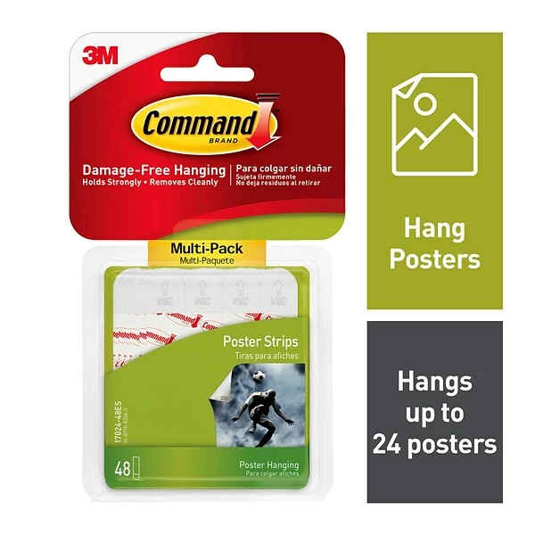 Command™ Picture Hanging And Poster Strips Command™ Small Poster Strips Multi-Pack, White, 48 Strips/Pack (17024-48ES) 3 Command™ Picture Hanging And Poster Strips Command™ Small Poster Strips Multi-Pack, White, 48 Strips/Pack (17024-48ES)