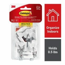 Command™ Wire Hooks With Clear Adhesive Command™ Small Wire Hooks Mega Pack, White, 28 Hooks (17067-MPESBU)