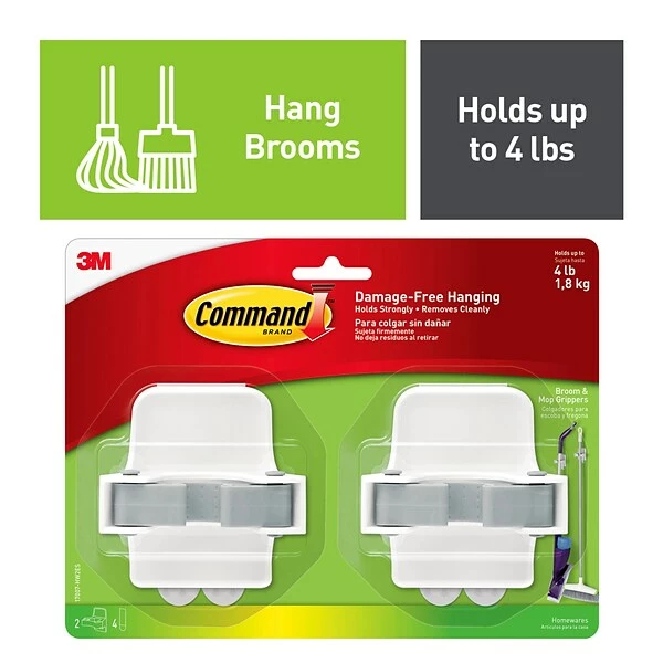 Hooks & Hanging Strips Command™ Large Broom Gripper, White, 2/Pack (17007-HW2ES) 3 Hooks & Hanging Strips Command™ Large Broom Gripper, White, 2/Pack (17007-HW2ES)