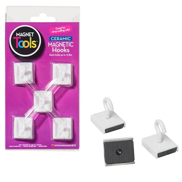 Hooks & Hanging Strips Dowling Magnets® Ceramic Magnetic Ceiling Hooks, 5 Per Pack, 3 Packs (DO-735008-3) 3 Hooks & Hanging Strips Dowling Magnets® Ceramic Magnetic Ceiling Hooks, 5 Per Pack, 3 Packs (DO-735008-3)