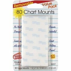 Miller Studio Mounting Tabs Magic Mounts® Removable Chart Tabs, 1" X 1", 80 Per Pack, 3 Packs (MIL3227-3)