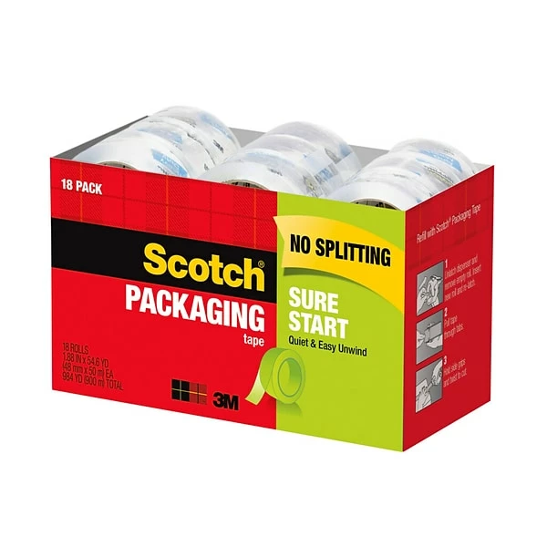 Scotch® Sure Start Packaging Tape, 1.88 In X 54.6 Yds, Clear, 18 Rolls (3450-18CP) 3 Scotch® Sure Start Packaging Tape, 1.88 In X 54.6 Yds, Clear, 18 Rolls (3450-18CP)