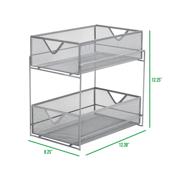 Decorative Boxes & Baskets Mind Reader Network Collection 2-Tier Metal Mesh Storage Baskets, Silver (CABASK2T-SIL) 3 Decorative Boxes & Baskets Mind Reader Network Collection 2-Tier Metal Mesh Storage Baskets, Silver (CABASK2T-SIL) - Image 2