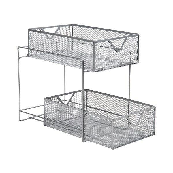 Decorative Boxes & Baskets Mind Reader Network Collection 2-Tier Metal Mesh Storage Baskets, Silver (CABASK2T-SIL) 7 Decorative Boxes & Baskets Mind Reader Network Collection 2-Tier Metal Mesh Storage Baskets, Silver (CABASK2T-SIL) - Image 6