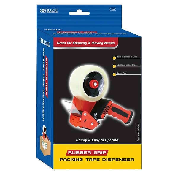 Tape Dispensers BAZIC Products Packing Tape Dispenser, Red (BAZ991) 3 Tape Dispensers BAZIC Products Packing Tape Dispenser, Red (BAZ991)