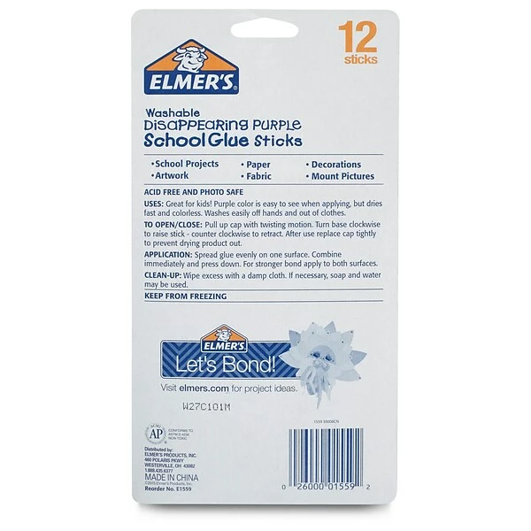 Glue & Glue Sticks Elmer's Disappearing Washable Glue Sticks, .21 Oz., 12/Pack (E1559) 8 Glue & Glue Sticks Elmer's Disappearing Washable Glue Sticks, .21 Oz., 12/Pack (E1559) - Image 6