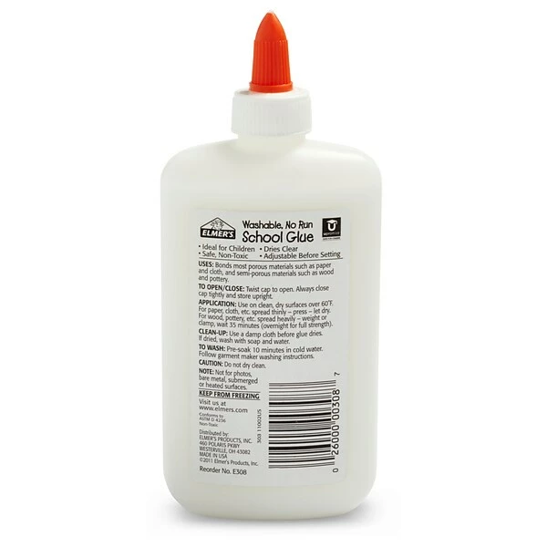 All Purpose & School Glue Elmer's WashableRemovable School Glue, 7.625 Oz., White (E308) 7 All Purpose & School Glue Elmer's WashableRemovable School Glue, 7.625 Oz., White (E308) - Image 5