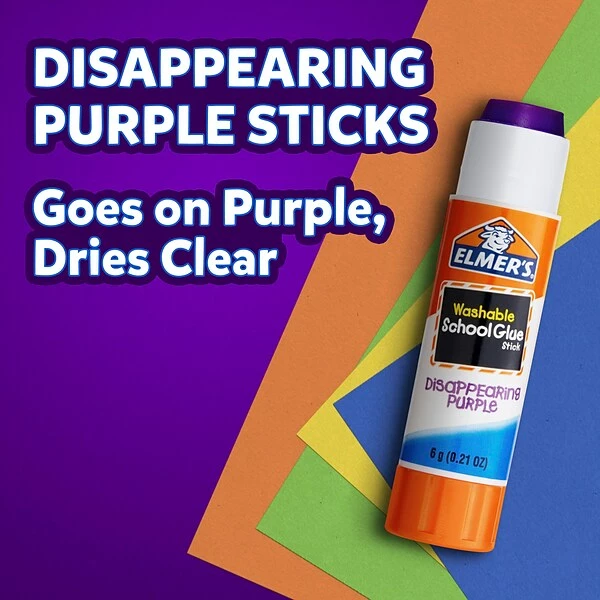 Glue & Glue Sticks Elmer's School Glue Sticks, 0.21 Oz., Purple, 2/Pack (E522) 3 Glue & Glue Sticks Elmer's School Glue Sticks, 0.21 Oz., Purple, 2/Pack (E522)
