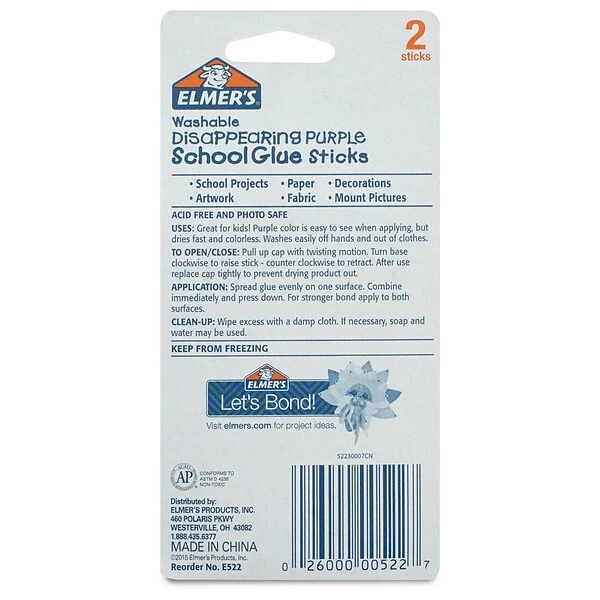 Glue & Glue Sticks Elmer's School Glue Sticks, 0.21 Oz., Purple, 2/Pack (E522) 7 Glue & Glue Sticks Elmer's School Glue Sticks, 0.21 Oz., Purple, 2/Pack (E522) - Image 5
