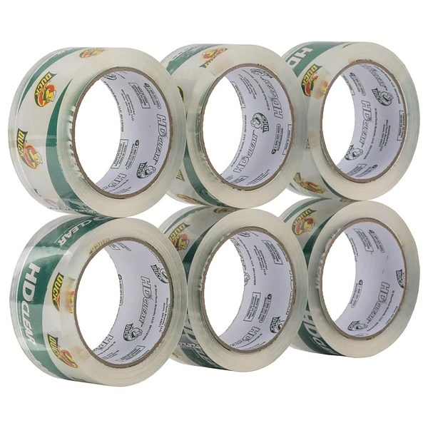 Acrylic Tape Duck® Brand 1.88 In. X 54.6 Yd. HD Clear™ Heavy Duty Packing Tape, Clear, 6-Pack (441962) 3 Acrylic Tape Duck® Brand 1.88 In. X 54.6 Yd. HD Clear™ Heavy Duty Packing Tape, Clear, 6-Pack (441962)