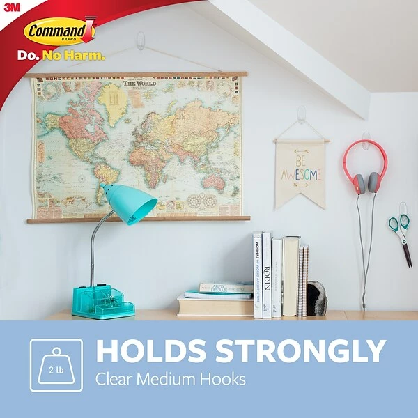 Command™ Clear Hooks Command™ Medium Hooks, Clear, 2/Pack (17091CLR-ES) 4 Command™ Clear Hooks Command™ Medium Hooks, Clear, 2/Pack (17091CLR-ES) - Image 2