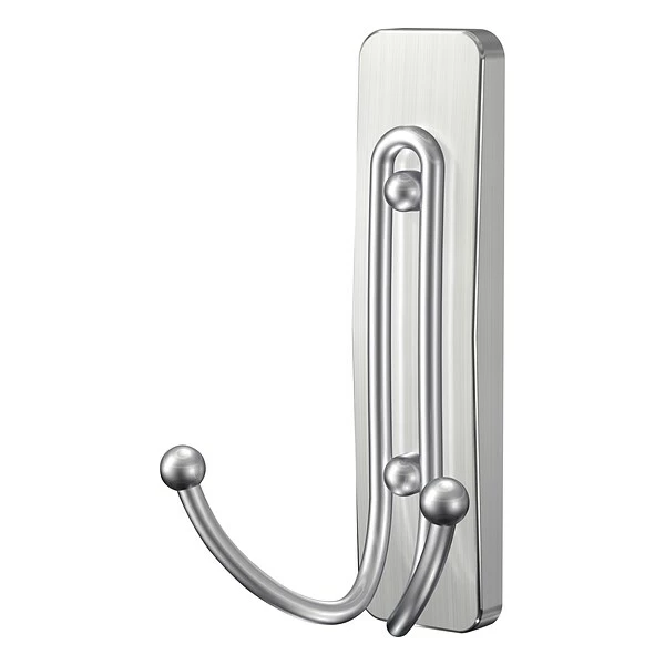 Hooks & Hanging Strips Command™ Large Double Bath Hook, Satin Nickel, 1 Hook, 1 Large Water-Resistant Strip/Pack (BATH36-SN-ES) 4 Hooks & Hanging Strips Command™ Large Double Bath Hook, Satin Nickel, 1 Hook, 1 Large Water-Resistant Strip/Pack (BATH36-SN-ES) - Image 2