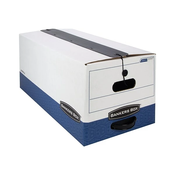 Bankers Box® Bankers Box Liberty Plus Heavy-Duty FastFold File Storage Boxes, String & Button, Letter Size, White/Blue, 12/Carton (11111) 4 Bankers Box® Bankers Box Liberty Plus Heavy-Duty FastFold File Storage Boxes, String & Button, Letter Size, White/Blue, 12/Carton (11111) - Image 2
