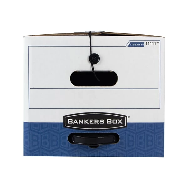 Bankers Box® Bankers Box Liberty Plus Heavy-Duty FastFold File Storage Boxes, String & Button, Letter Size, White/Blue, 12/Carton (11111) 5 Bankers Box® Bankers Box Liberty Plus Heavy-Duty FastFold File Storage Boxes, String & Button, Letter Size, White/Blue, 12/Carton (11111) - Image 3