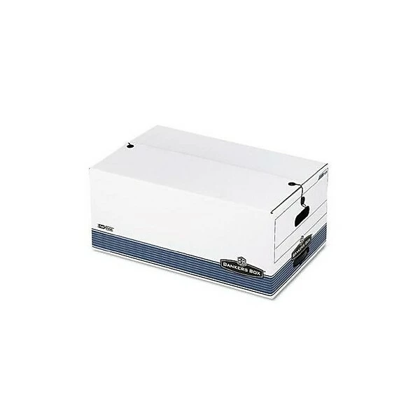 Bankers Box® Bankers Box Stor/File Medium-Duty FastFold File Storage Boxes, String & Button, Legal Size, White/Blue, 4/Carton (0070503) 4 Bankers Box® Bankers Box Stor/File Medium-Duty FastFold File Storage Boxes, String & Button, Legal Size, White/Blue, 4/Carton (0070503) - Image 2