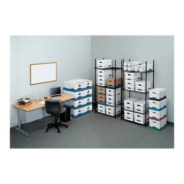 Bankers Box® Bankers Box Liberty Heavy-Duty Corrugated File Storage Boxes, Letter Size, White/Blue, 4/Carton (0001103) 4 Bankers Box® Bankers Box Liberty Heavy-Duty Corrugated File Storage Boxes, Letter Size, White/Blue, 4/Carton (0001103) - Image 2