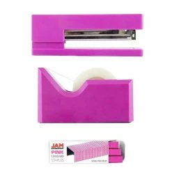 Office & Desk Supply Kits JAM Paper® Office & Desk Sets, (1) Stapler (1) Pack Of Staples (1) Tape Dispenser, Fuchsia, 2/pack