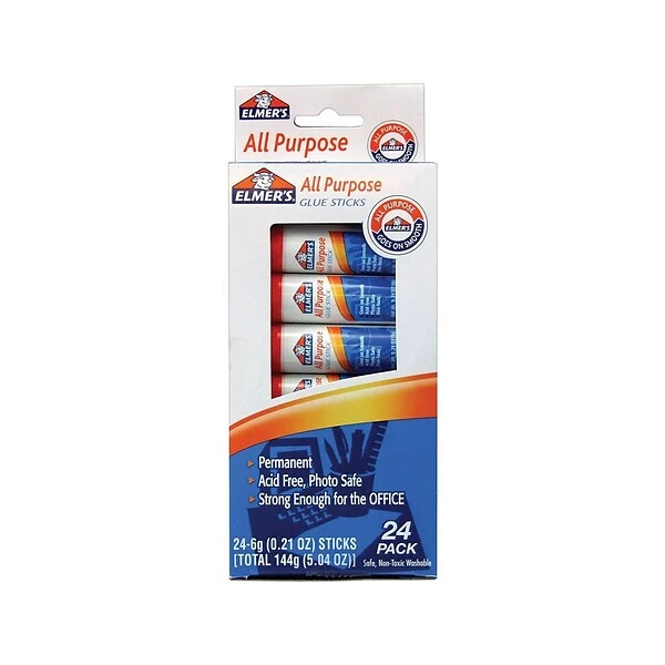Elmer's All-Purpose Washable Glue Sticks, 0.21 Oz., White, 12/Pack (E553) 3 Elmer's All-Purpose Washable Glue Sticks, 0.21 Oz., White, 12/Pack (E553)