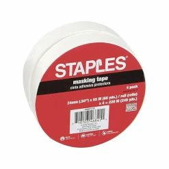 Staples Masking Tape, 0.94" X 60 Yds., Natural, 4/Pack, 12 Packs/Case (468413-CC)