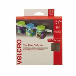 Hook And Loop Fastener Tape Velcro® Brand 3/4" X 15' Sticky Back Hook & Loop Fastener Roll, Clear (91325)