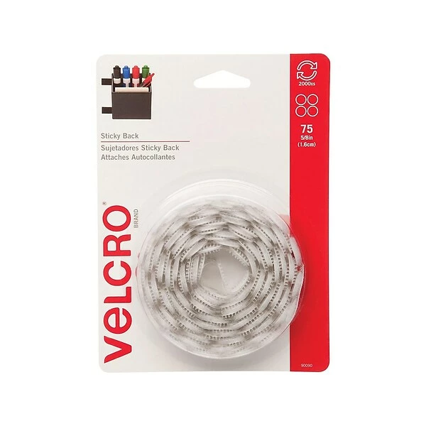 Hook And Loop Fastener Dots Velcro® Brand 5/8" Sticky Back Hook & Loop Fastener Dots, White, 75/Pack (90090) 3 Hook And Loop Fastener Dots Velcro® Brand 5/8" Sticky Back Hook & Loop Fastener Dots, White, 75/Pack (90090)