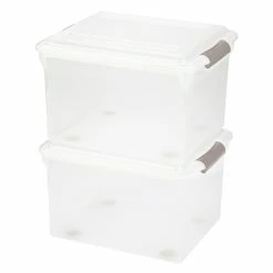 Storage Bins & Totes IRIS® 34 Qt Store And Slide File Box, Clear, 4 Pack (140012)