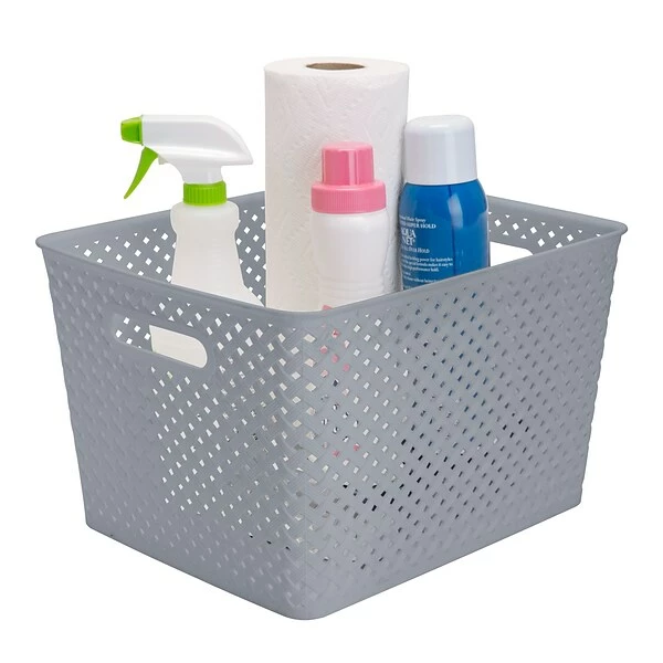 Decorative Boxes & Baskets Simplify Large Resin Wicker Storage Bin, Grey (25169-GREY) 2 Decorative Boxes & Baskets Simplify Large Resin Wicker Storage Bin, Grey (25169-GREY)