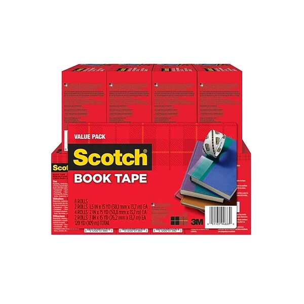 Clear Tape Scotch® Book Tape, Transparent, Value Pack, Various Widths In Sizes, 3" Core, 8 Rolls (845-VP) 4 Clear Tape Scotch® Book Tape, Transparent, Value Pack, Various Widths In Sizes, 3" Core, 8 Rolls (845-VP) - Image 2