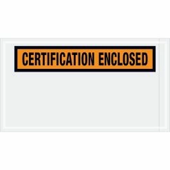 Packing List Envelopes Tape Logic® "Certification Enclosed" Envelopes, 5 1/2" X 10", Orange, 1000/Case (PL439)