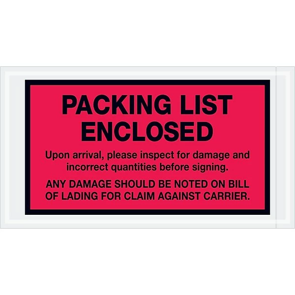 Packing List Envelopes Tape Logic® "Packing List Enclosed" Envelopes, 5 1/2" X 10", Red, 1000/Case (PL469) 3 Packing List Envelopes Tape Logic® "Packing List Enclosed" Envelopes, 5 1/2" X 10", Red, 1000/Case (PL469)