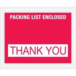 Packing List Envelopes Tape Logic® "Packing List Enclosed - Thank You" Envelopes, 4 1/2" X 5 1/2", Red, 1000/Case (PL480)