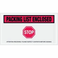 Packing List Envelopes Tape Logic® "Packing List Enclosed - Stop" Envelopes, 5 1/2" X 10", Red, 1000/Case (PL492)