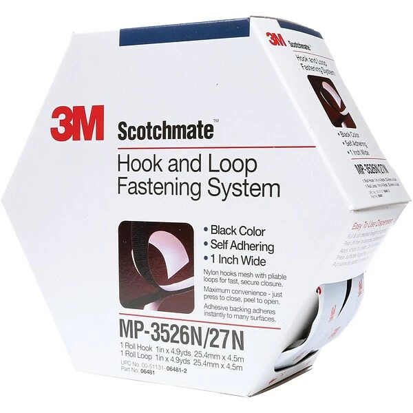Hook And Loop Fasteners 3M MP3526N/MP3527N ScotchmateCombo Pack Fasteners, 1" X 15', Black, 1/Case (DK3M162) 3 Hook And Loop Fasteners 3M MP3526N/MP3527N ScotchmateCombo Pack Fasteners, 1" X 15', Black, 1/Case (DK3M162)