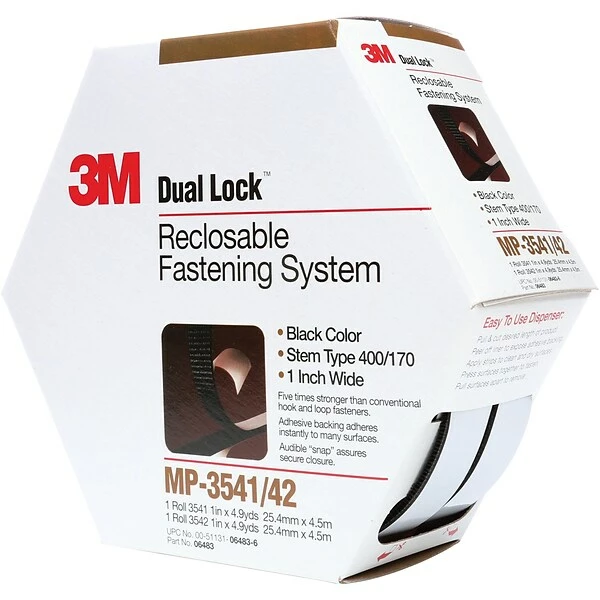 Hook And Loop Fasteners 3M MP3541/42 Dual LockMini Pack Fasteners, 1" X 15', Black, 5/Case (DK3M140) 2 Hook And Loop Fasteners 3M MP3541/42 Dual LockMini Pack Fasteners, 1" X 15', Black, 5/Case (DK3M140)