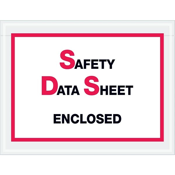 Packing List Envelopes Tape Logic® SDS Envelopes, "Safety Data Sheet Enclosed", 6 1/2" X 5", Printed Clear, 1000/Case (PL495) 3 Packing List Envelopes Tape Logic® SDS Envelopes, "Safety Data Sheet Enclosed", 6 1/2" X 5", Printed Clear, 1000/Case (PL495)