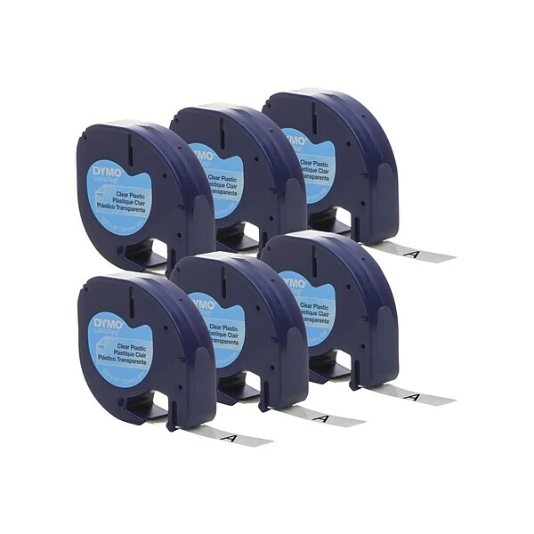 Dymo® Labelmaker Tapes Dymo LetraTAG 2050824 Label Maker Tape, 0.5"W, Clear, 6/Pack 3 Dymo® Labelmaker Tapes Dymo LetraTAG 2050824 Label Maker Tape, 0.5"W, Clear, 6/Pack